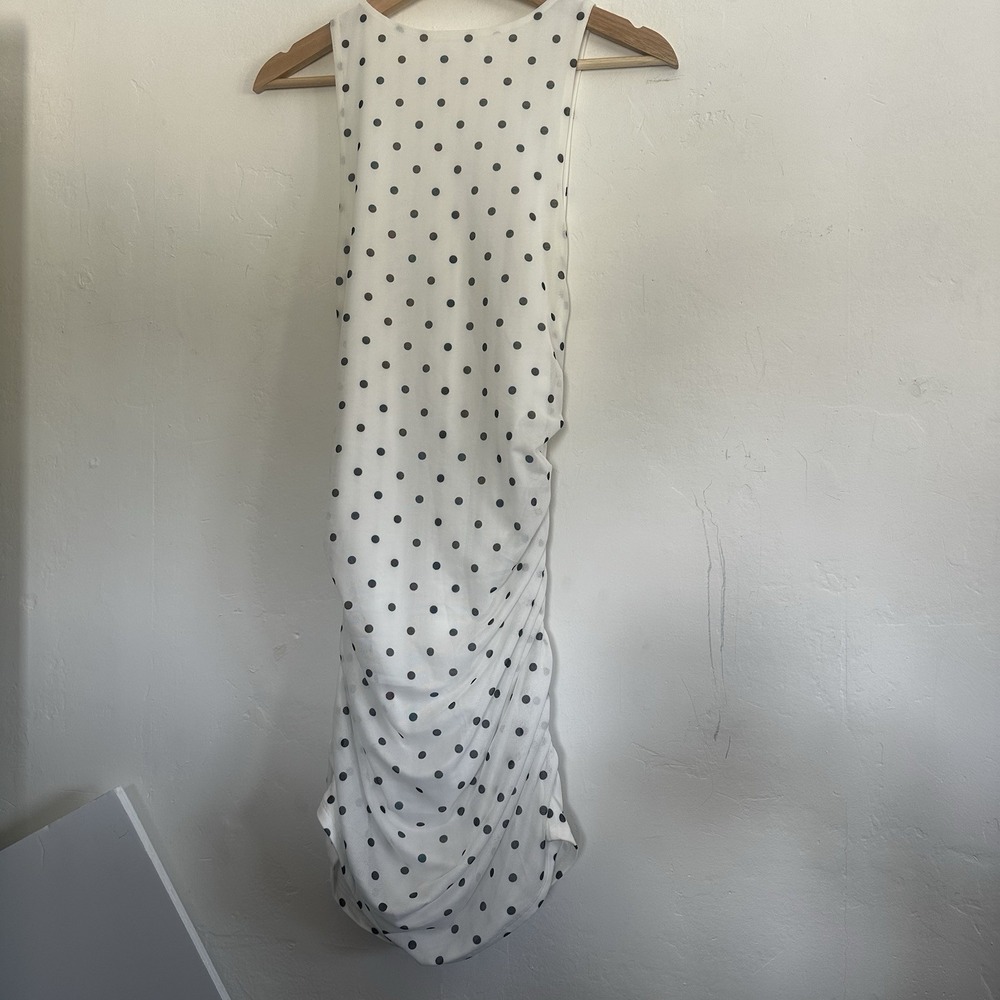 Reformation White Polka Dot Mini Dress with Black Dots - Picture 2 of 8